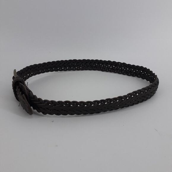 Children's Place Kid's Black Genuine Leather Belt Size 22" Weaved Braided Girl - Picture 2 of 8
